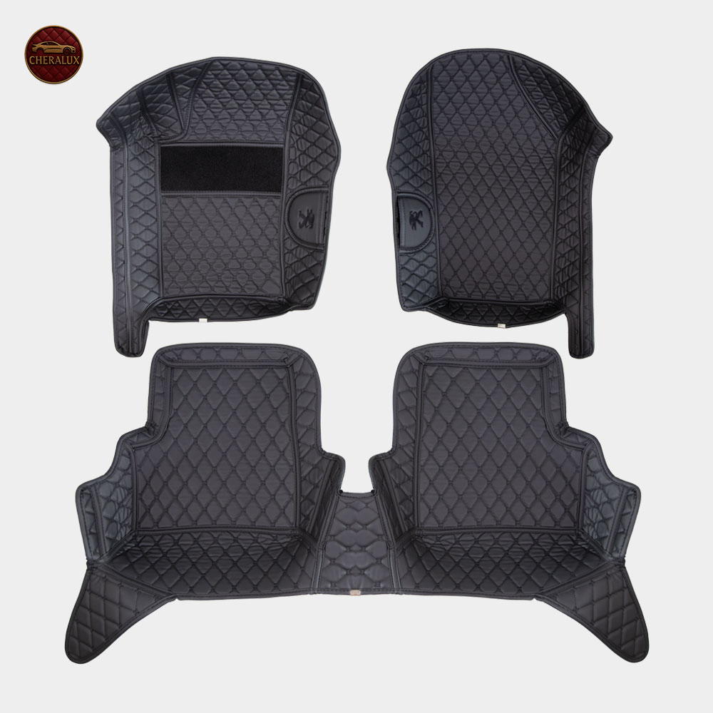 نمای کامل نصب شده کفی چرم تارا مدل 6 بعدی در کابین خودرو.